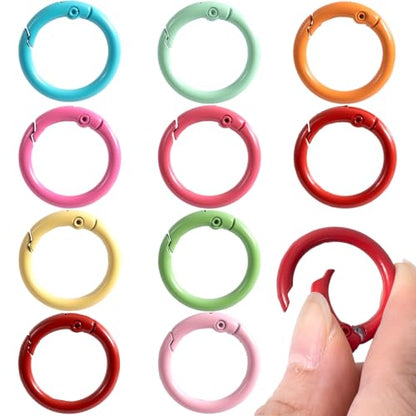 HINZIC Metal Spring O Rings, Round Colorful Keychain Snap Clip - color: mixed color,10pcs,25mm