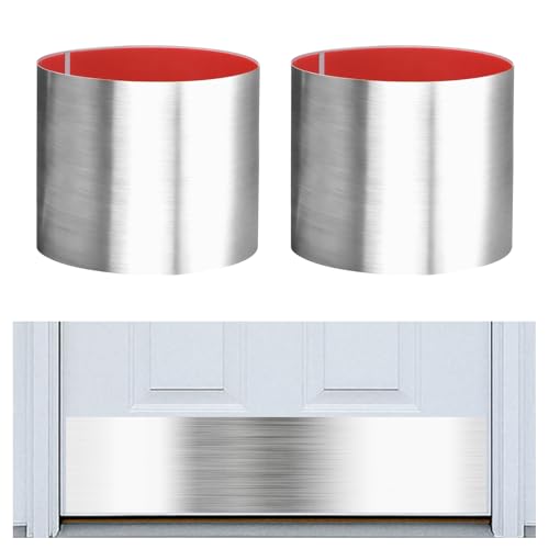 8x34in Self Adhesive Door Kick Plate for Bottom of Door,2Pc-Silver - color: Silver, size: 8 x 34 Inch