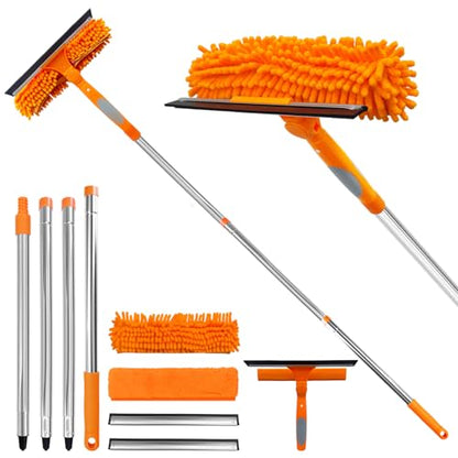 2 in 1 Window Squeegee Cleaner Kit Extension Pole, 67 in, Orange - color: Orange 67 in