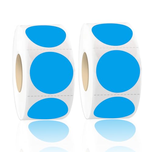 1000Pcs 1" Colored Dot Stickers Round Color Coding Labels, Adhesive Circle Price Tags Sticker, for Office, Classroom Supplies, Home Etc(2 Rolls, Blue) - color: Blue, size: 1inch
