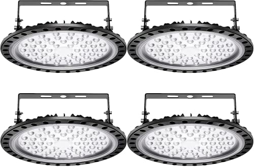4 Packs 200W UFO LED High Bay Light, 20000LM Commercial Bay Lighting Daylight 6500K, IP65 Waterproof LED Commercial Bay Light, LED Warehouse Light Shop Light Garage Light - color: 4 Packs, size: 200watt