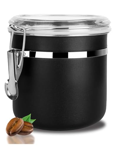 Walktosun Stainless Steel Food Container with Clear Lids Airtight Storage Container Stackable Small Canisters Kitchen Pantry Storage for Cereal, Snacks, Candy, Herbs, Spices, Sugar, Tea (Black) - color: Black