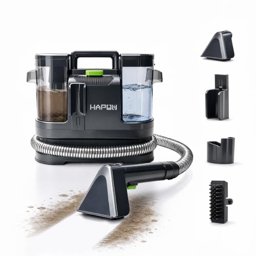 HAPOW Carpet Cleaner Machine, 18Kpa Portable Upholstery Cleaner for Couch Car fabric Furniture Mattress Area Rugs Pets Spot Extractor, with Dual Water Tanks, Cleaning Tool and Self Cleaning