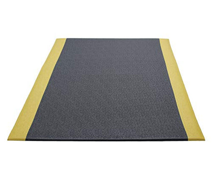 Guardian 240276001BY Soft Step Anti-Fatigue Floor Mat, Vinyl, 27"x 60", Black with Yellow Stripe - color: Black and Yellow, size: 60"L x 27"W x 0.4"Th