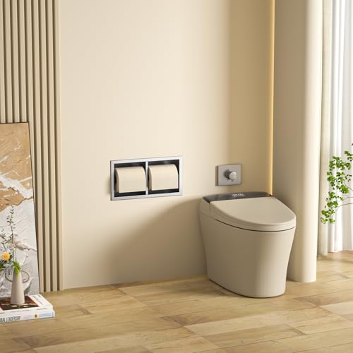 Dual Roll Toilet Paper Holder, Recessed Toilet Tissue Holder - color: Brushed