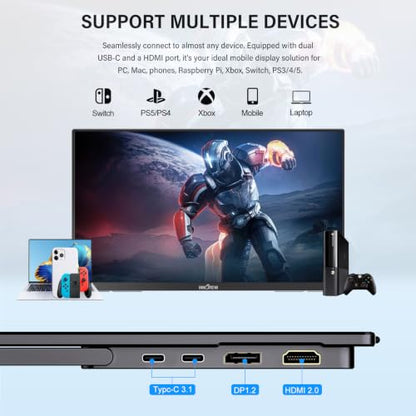 InnoView Large Portable Monitor 23.8inch FHD 1080P 100Hz USB-C,HDMI,DP Computer Display 100% sRGB 1500:1 Contrast Ratio IPS W/180°Adjustable DC Eyes Care Stand for Laptop PC MAC Phone PS4 Xbox Switch - color: black