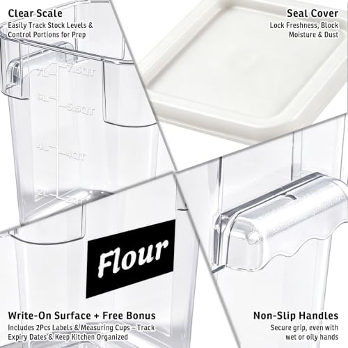 4 Pack 8QT Commercial Clear Food Storage Containers with Lid, NSF - color: White, size: 8Qt-4 Pack