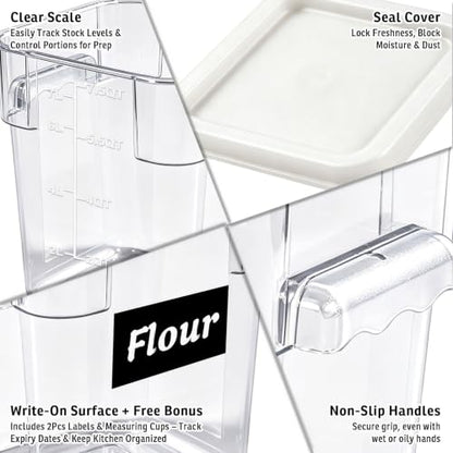 4 Pack 8QT Commercial Clear Food Storage Containers with Lid, NSF - color: White, size: 8Qt-4 Pack