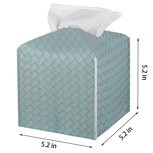 Tissue Box Cover Square Leather Facial Paper Holder, PowderBlue - color: Powderblue, size: square