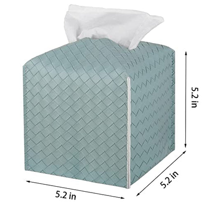 Tissue Box Cover Square Leather Facial Paper Holder, PowderBlue - color: Powderblue, size: square