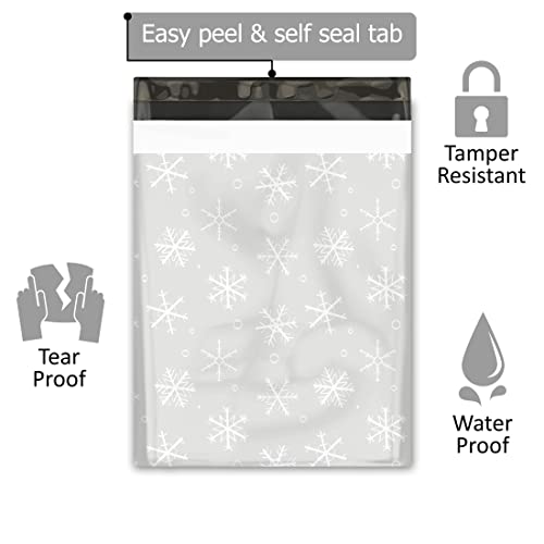 12x15 (50) Snowflakes Winter Designer Poly Mailers Waterproof Self Sealing Tear Resistant Polymailers Shipping Envelopes Premium Printed Bags For Small Businesses - color: Winter Snowflakes, size: 12x15