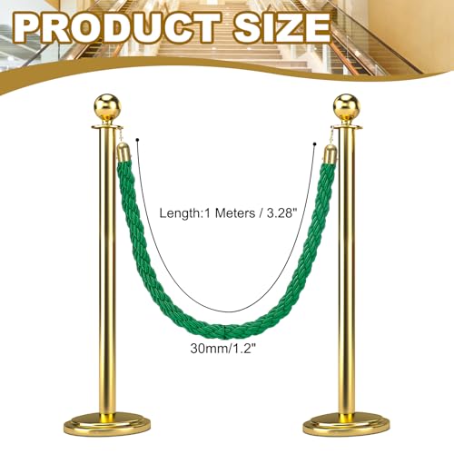MECCANIXITY Twisted Stanchion Rope 3.28Ft/1M Barrier Rope w Hooks - color: Green Golden, size: 3.28 Ft