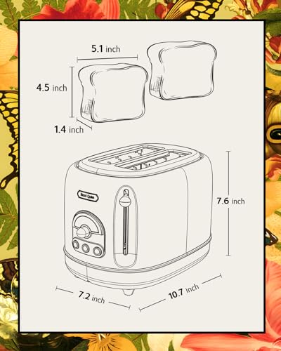Hazel Quinn X Eduardo Recife 2-Slice Retro Toaster 6 Browning Levels Floral - color: Floral Printed