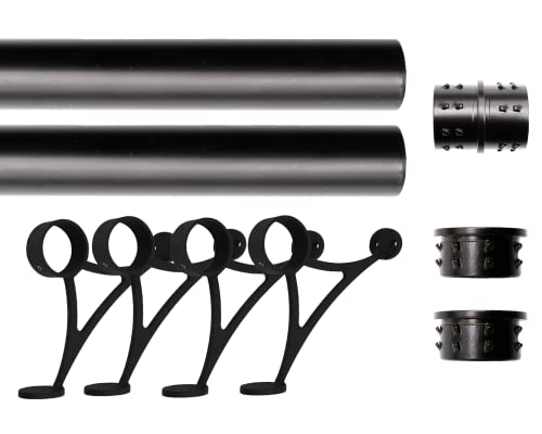 11 ft Stainless Steel Bar Foot Rail Kit, 2" OD 304 Stainless Tubing Set with Combination Brackets, End Caps & Internal Connector, Matte Black Finish Heavy Duty Footrest for Home Bar, Pub & Restaurant - size: 11 ft (66 in x 2), style: Flat End Cap