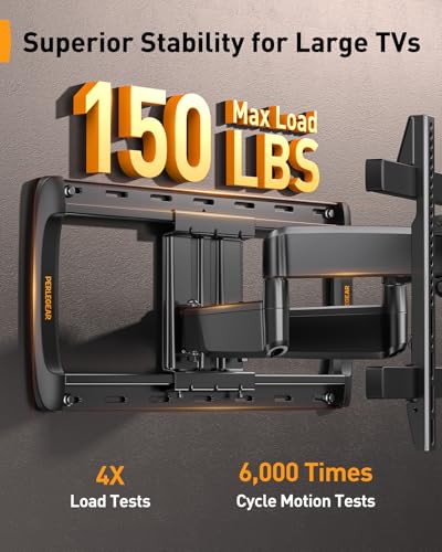 Perlegear Full Motion Sliding TV Wall Mount for 42–95 inch TVs - size: Fits 42-95" TVs / Max 24" Wood Stud