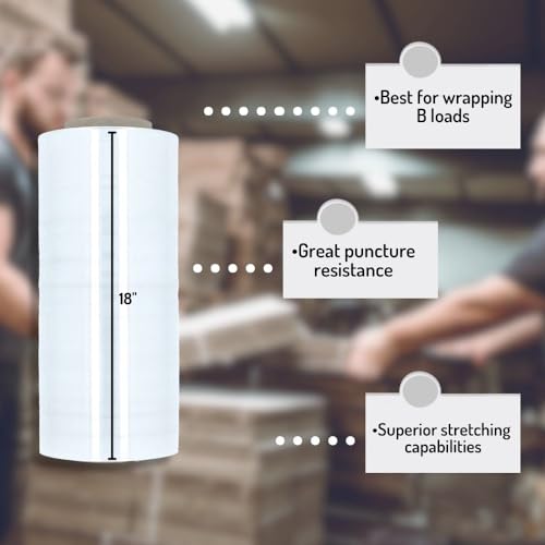 PSBM Blown Stretch Wrap, 4 Rolls 18 Inch x 1000 Feet 120 Gauge Heavy Duty Clear Plastic Wrap Industrial Strength Shrink Film for Moving, Packing & Shipping - size: 18 Inch (120GA), style: 1 Case