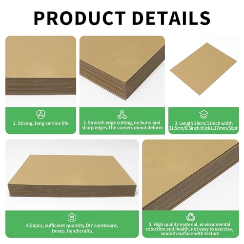 Chipboard Sheets 8.5" x 11" - 25 Sheets, 50PT Thick for Book Binding, Scrapbooking, Art Projects, and Packaging - color: Brown-50PT -25Sheet