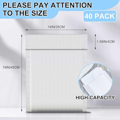 Ireer 40 Pack 14 x 19'' Extra Large Bubble Mailers Padded Envelopes, White - size: 14 x 19"