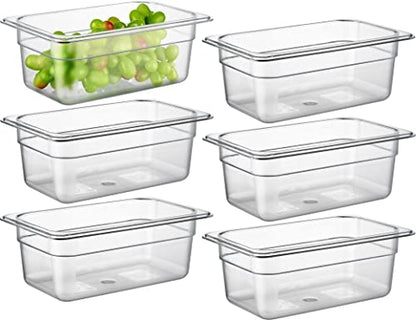 CURTA 6-Pack 1/4 Size 4" Deep NSF Polycarbonate Food Pans | Dishwasher & Freezer Safe Clear Container for Prep Tables, Buffet, Salad Bar, Commercial & Home Kitchen - color: 1/4 Size, size: 4" Deep