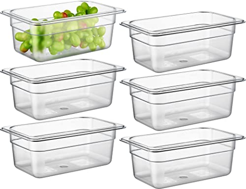 CURTA 6-Pack 1/4 Size 4" Deep NSF Polycarbonate Food Pans | Dishwasher & Freezer Safe Clear Container for Prep Tables, Buffet, Salad Bar, Commercial & Home Kitchen - color: 1/4 Size, size: 4" Deep