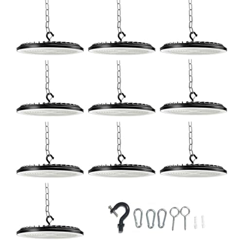 UFO LED High Bay Light 175W, 6500K Cool White Daylight LED Shop Light for Garage, Warehouse, Ceiling, Workshop, Factory, Barn, Utility & Commercial Overhead Lighting Fixture, 10 Pack - size: 175W 6500K-10 Pack