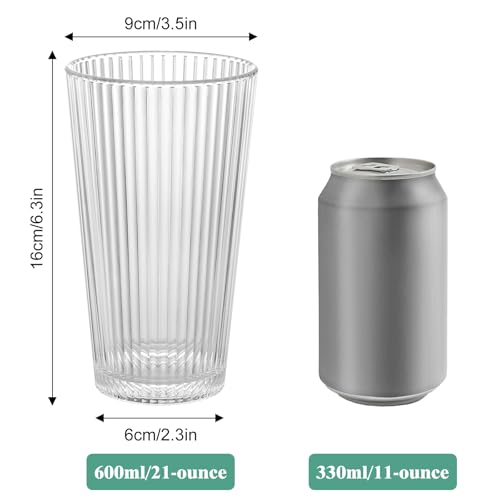 Topsky 20-ounce Plastic Water Tumblers | Set of 4 Transparent Unbreakable Drinking Glasses Clear Acrylic Reusable Juice Wine Cups for Home Picnic Party, Dishwasher Safe, Stackable (Transparent) - color: Clear 20oz