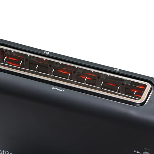 West Bend QuikServe Toaster, 2-Slice Wide-Slot Slide-Through Bread Toaster with Bagel and Gluten-Free Settings and Cool-Touch Exterior Fast Toasting, Includes Removable Serving Tray, 1400-Watts, Black - color: Black
