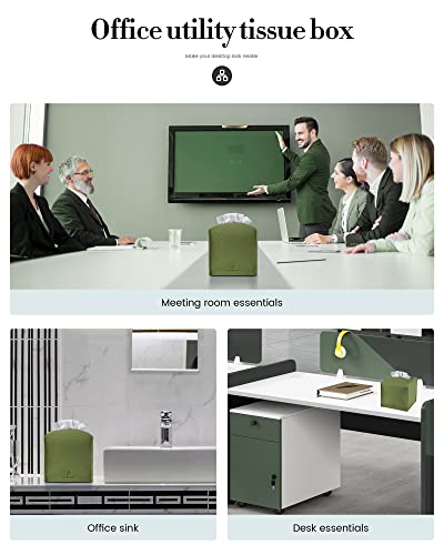 Tissue Box Cover, Jeethemy Square PU Leather Tissue Box Holder, Modern Tissue Case Facial Paper Organizer Dispenser，5X5X5'',Double Green - color: Double Green