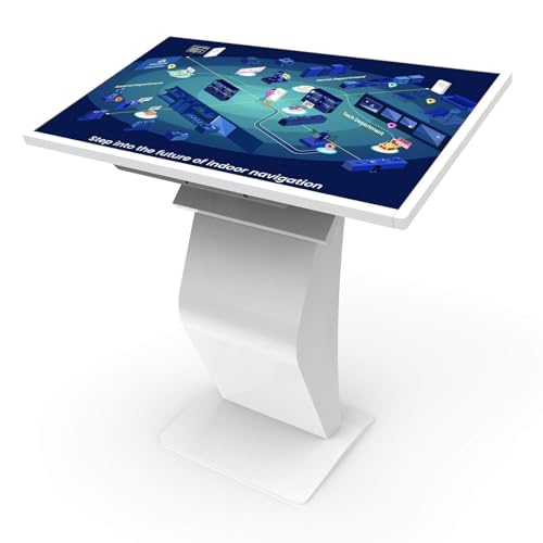 32 inch Touch Screen Kiosk, Android System, Install APP, Browser, Digital Signage Kiosk, K-Style Stand Digital Signage Display, Interactive Display Mall Navigation/Advertising/Retail Store - color: White