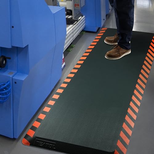 FEATOL 0.9" Anti Fatigue Mat for Industrial & Standing Mat & Home Kitchen - color: Orange Border, size: 39"L x 20"W x 0.9"Th