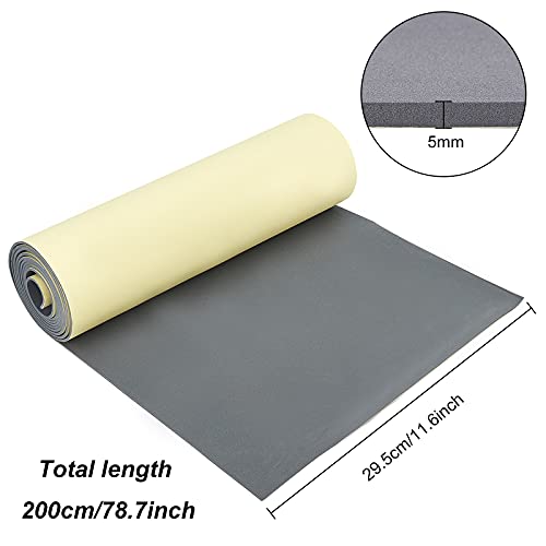 BENECREAT 78.7x11.8 5mm Thick Self-Adhesive EVA Foam Roll for Furniture Protecting, Gap Filling, Costumes and Other Craft Project - color: Gray - 5mm Thick, size: 5mm Thick