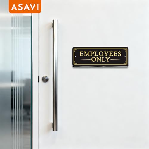 “EMPLOYEES ONLY” Acrylic Sign – Waterproof & Fade-Resistant Staff-Only Notice with Strong Adhesive + Pre-Drilled Holes (8.7"x3") | Office, Warehouse, Restricted Areas (Black gold) - color: Black gold