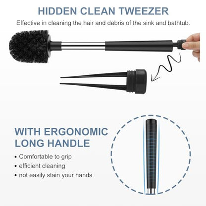 SetSail Toilet Brush and Holder, Self Closing Lid Toilet Bowl Brushes Holder and Extra Long Handle Ventilated Toilet Brush Set for Bathroom Cleaning, Nylon Bristles, Black - color: Black, size: 1 pack