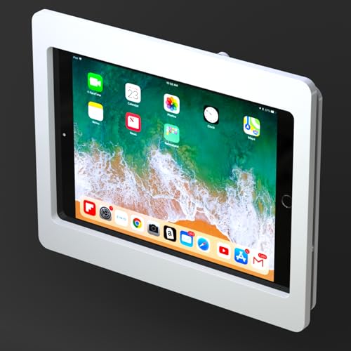 Anti-Theft Acrylic VESA Enclosure for Apple iPad 2/3/4 9.7" with Free Wall Mount Kit & 90-Degree Angle Charge Cable (iPad 2/3/4 9.7", Black) - color: Black, size: iPad 2/3/4 9.7"
