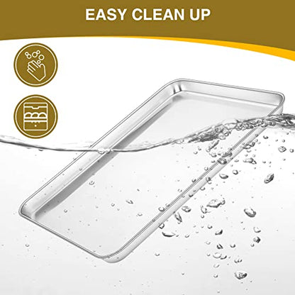 Wildone Baking Sheet with Rack Set (3 Pans + 3 Racks), Stainless Steel Baking Pan Cookie Sheet with Cooling Rack, Non Toxic & Heavy Duty & Easy Clean - size: 16 /12 /9 inch