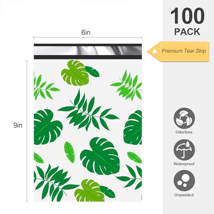 JinRuiKJ Poly Mailers 6x9 100 Pack, Tropical Leaves Design - color: Tropical Leaves, size: 6x9'' - 100 Pack