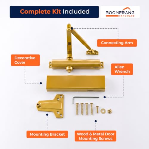 Boomerang D8016 Heavy-Duty Designer Auto Commercial Door Closer - color: Painted Brass/Gold