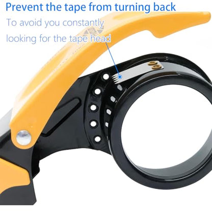 Packing Tape Dispenser Gun 2-Inch, 2 Pack Metal Tape Gun with Safety Protection, 3-Inch Inner Paper Core - color: Yellow+yellow