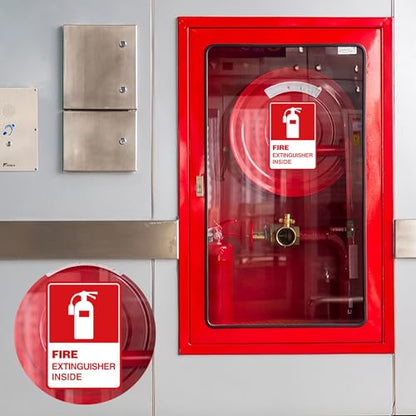 2 PCS Fire Extinguisher Inside Sign Stickers,Self Adhesive Vinyl Safety Label Waterproof, Fade and Scratch Resistant, Suitable for Indoor and Outdoor,Red on White - color: Fire Extinguisher Sticker 208