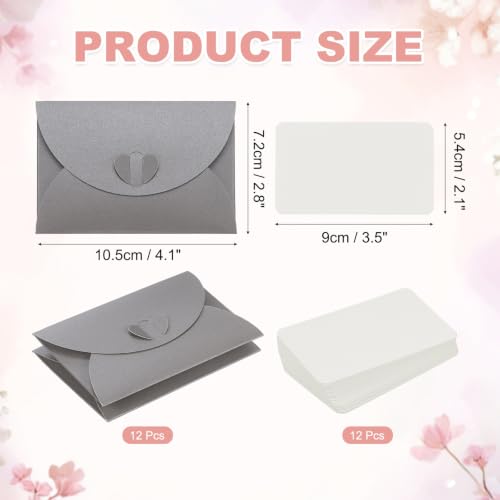PATIKIL Gift Cards Envelopes (4.1"x 2.8",Silver) Mini Heart Clasp 12PCS - color: Silver