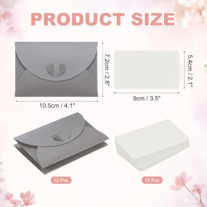 PATIKIL Gift Cards Envelopes (4.1"x 2.8",Silver) Mini Heart Clasp 12PCS - color: Silver
