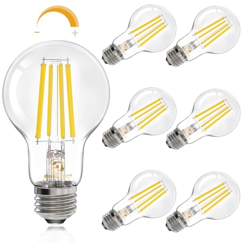 Energetic Dimmable A19 LED Edison Light Bulb, 12W Equivalent 100W, 1600LM High Brightness, 5000K Daylight, Clear Antique LED Filament Bulb for Home, Bathroom, E26 Standard Base, 6-Pack - size: 6 Count ( Pack of 1)