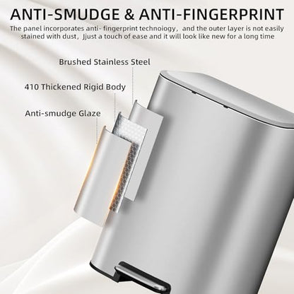KUK 5.3 Gallon Kitchen Trash Can with Lid, Heavy Duty Hands-Free Stainless Steel Commercial Step Trash Bin with Removable Inner Bucket, Pedal Rubbish Bin for Home Office and Kitchen, 20L/5.3Gal - size: 5.3 Gallon