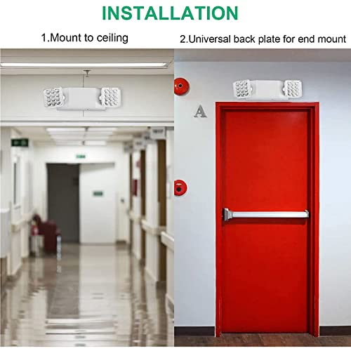 Led Emergency Lights Fixture 12 Pack, LED Emergency Light for Home Power Failure, Commercial LED Emergency Light with Battery Backup, Adjustable 2 Head Emergency Exit Lights, Hardwired - color: 12 Pack