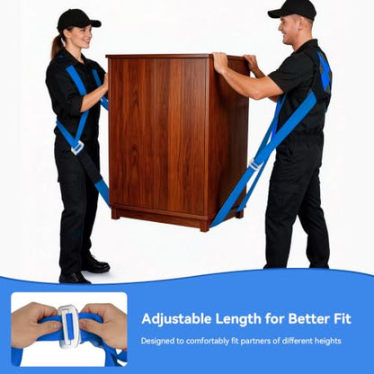 Moving Straps for Lifting, with Back Support for 2 Person, Blue - color: BLUE