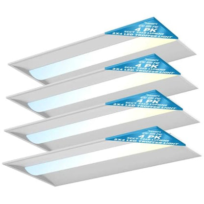 4Pack 2x4 LED Troffer Center Basket Panel,5 Color Tunable 3500K/4000K/5000K,Watt Adjustable,50W/60W/72W-Up to 10800 Lumens,0-10V Dimmable Recessed Back-Lit Drop Ceiling Light,ETL Qualified - size: 2x4 4Pack