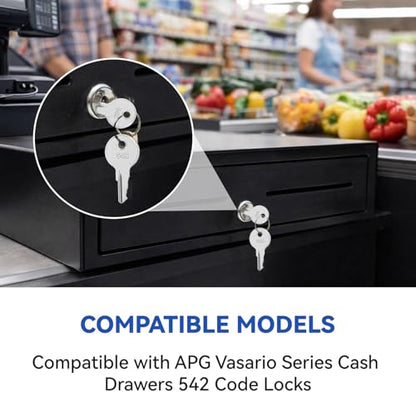 Cash Drawer Key VPK-8K-542, Cash Register Key Replacement for APG’s Vasario Series Cash Drawers 542 Code Locks, 2 Pack