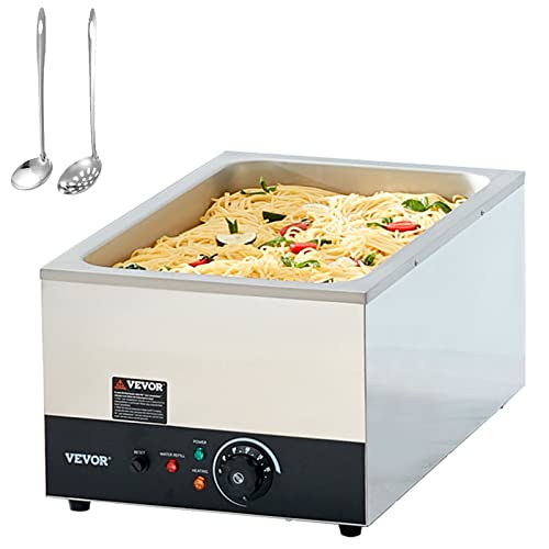 VEVOR Commercial Food Warmer 24QT Bain Marie 1200W Electric Buffet Warmer Steam Table Food Warmer Countertop Stainless Steel Food Warmer Wet or Dry Use for Parties, Catering and Restaurant - size: 1-Pan, 24 Qt