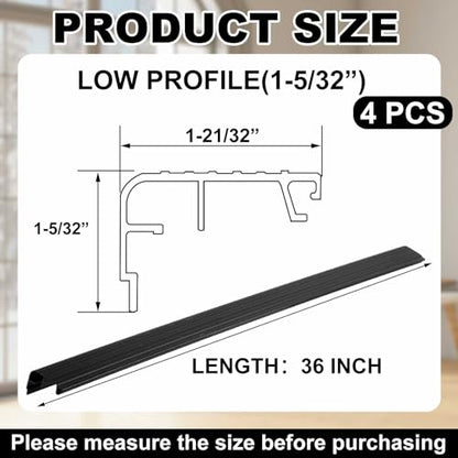 4 Pcs 36" L Fixed Vinyl Sill Threshold Cap 1-5/32 Inches High, Black - color: Black, size: 1-5/32,36 Inch