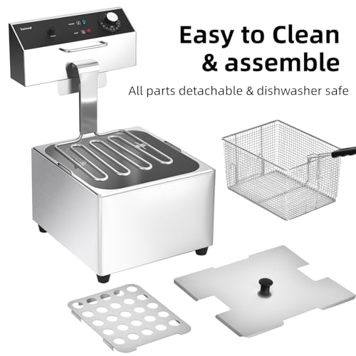 Commercial Deep Fryer with Basket, 20QT 1700W Electric Fryer for Home Use - size: 11L